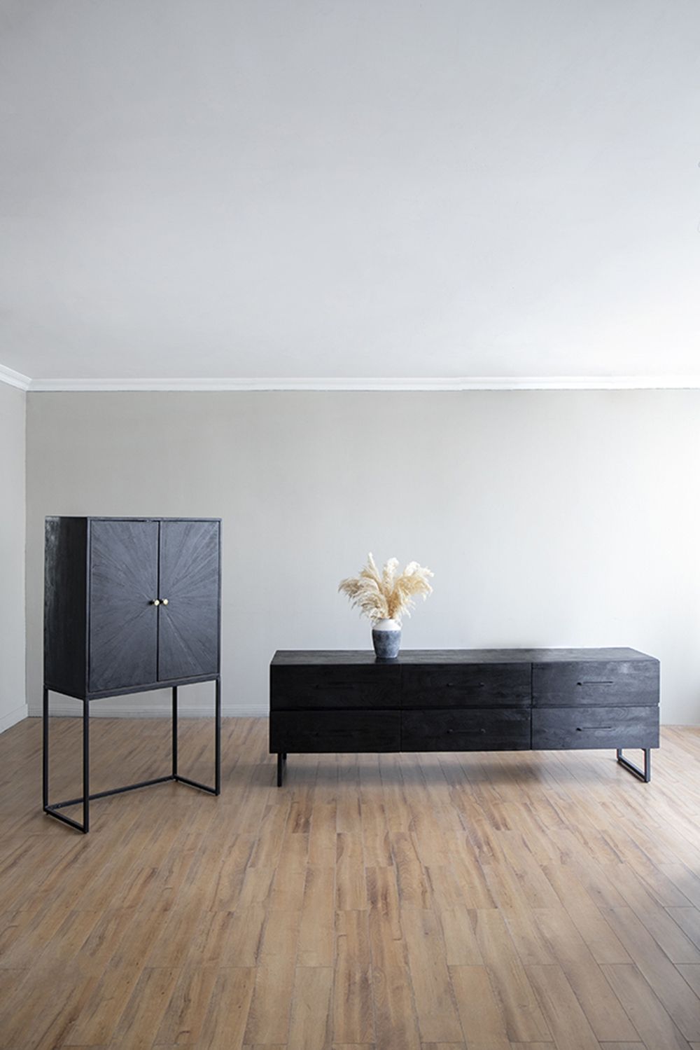 Sleek Black Accent Cabinet with Two Doors for Stylish Storage