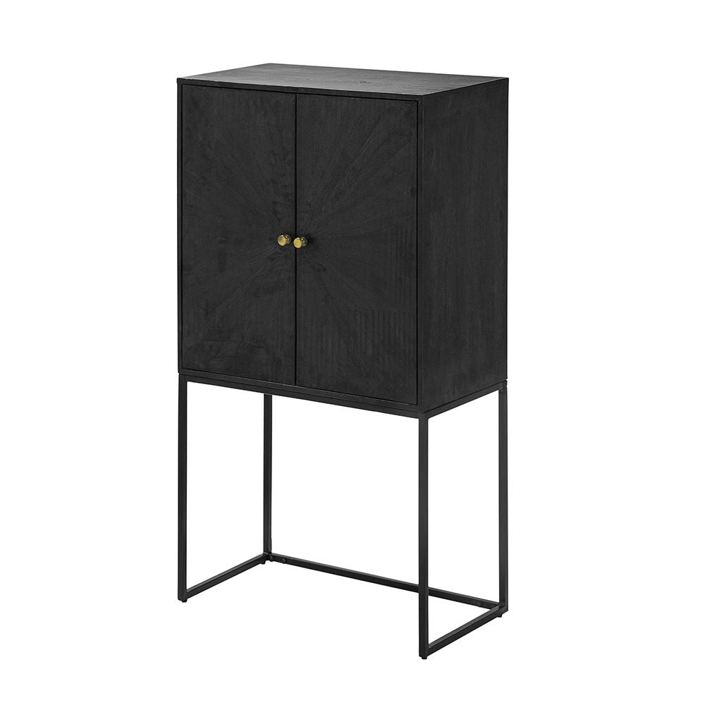 Sleek Black Accent Cabinet with Two Doors for Stylish Storage