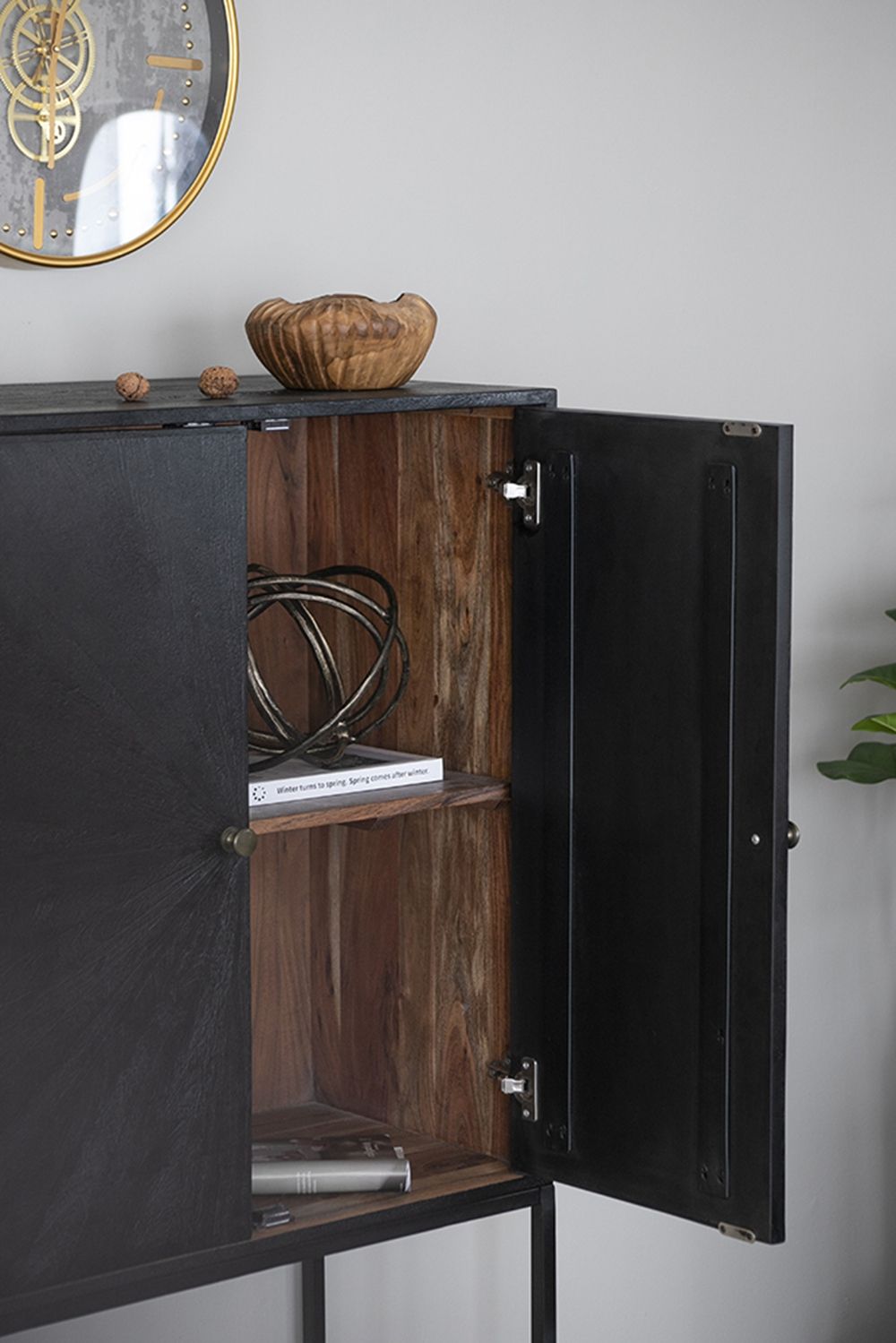 Sleek Black Accent Cabinet with Two Doors for Stylish Storage