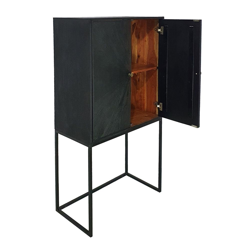 Sleek Black Accent Cabinet with Two Doors for Stylish Storage
