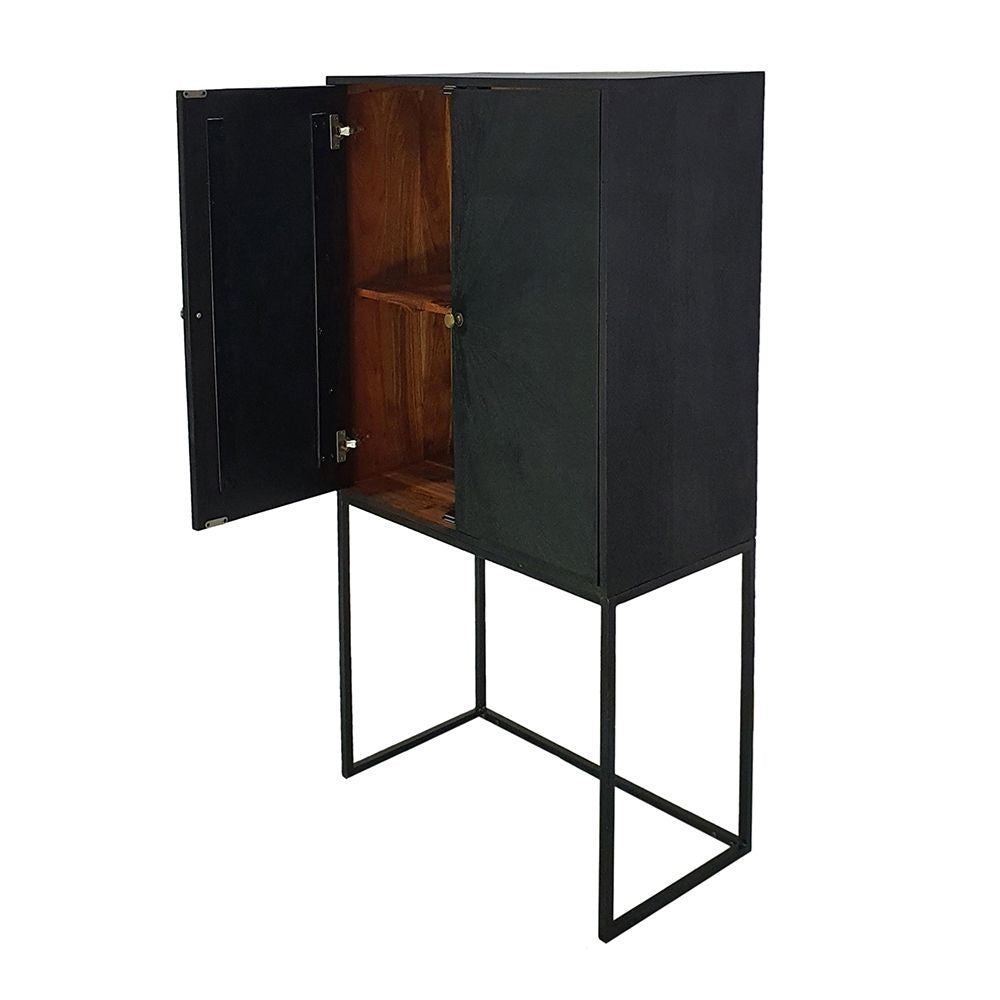 Sleek Black Accent Cabinet with Two Doors for Stylish Storage