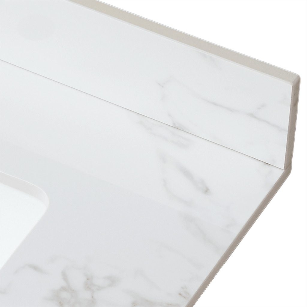 Carra White Vanity Top with Undermount Sink and Backsplash