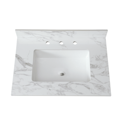 Carra White Vanity Top with Undermount Sink and Backsplash