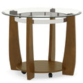 2-Tier Glass Round Coffee Table with Storage Shelf