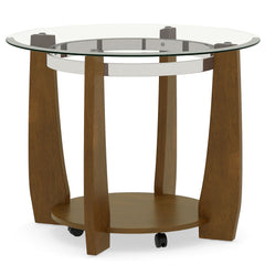 2-Tier Glass Round Coffee Table with Storage Shelf