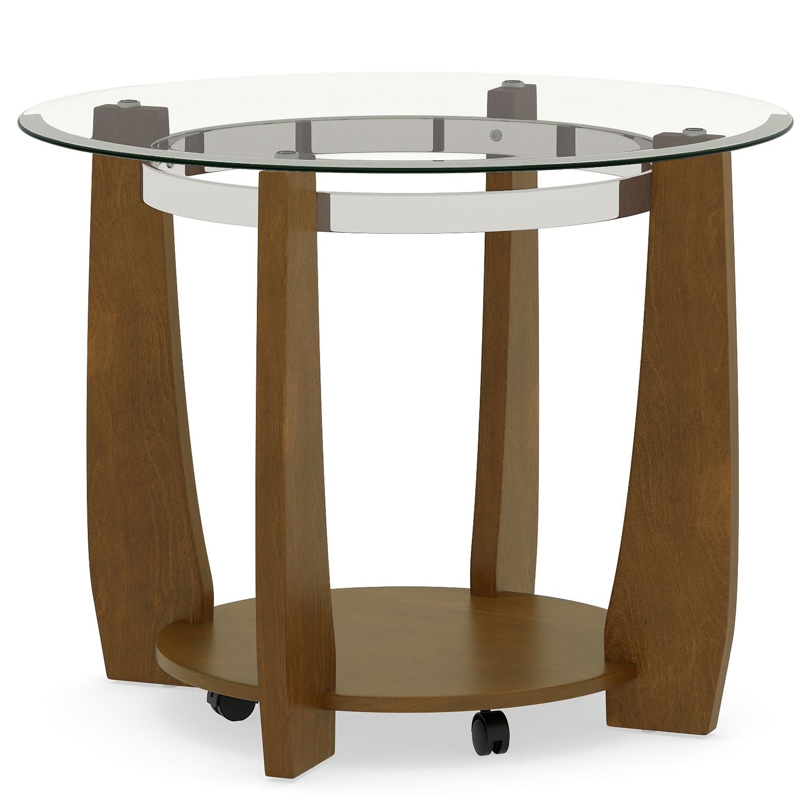 2-Tier Glass Round Coffee Table with Storage Shelf