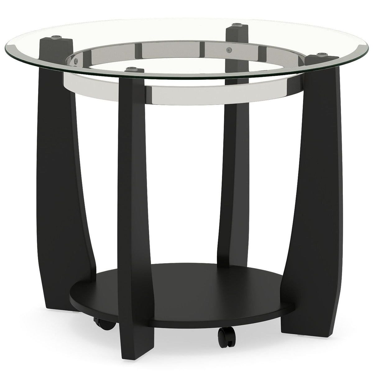 2-Tier Glass Round Coffee Table with Storage Shelf