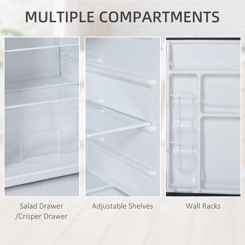 Compact Silver Mini Fridge with Freezer and Reversible Door