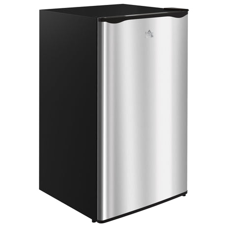 Compact Silver Mini Fridge with Freezer and Reversible Door