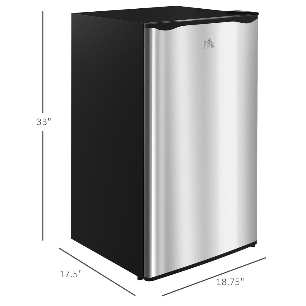 Compact Silver Mini Fridge with Freezer and Reversible Door
