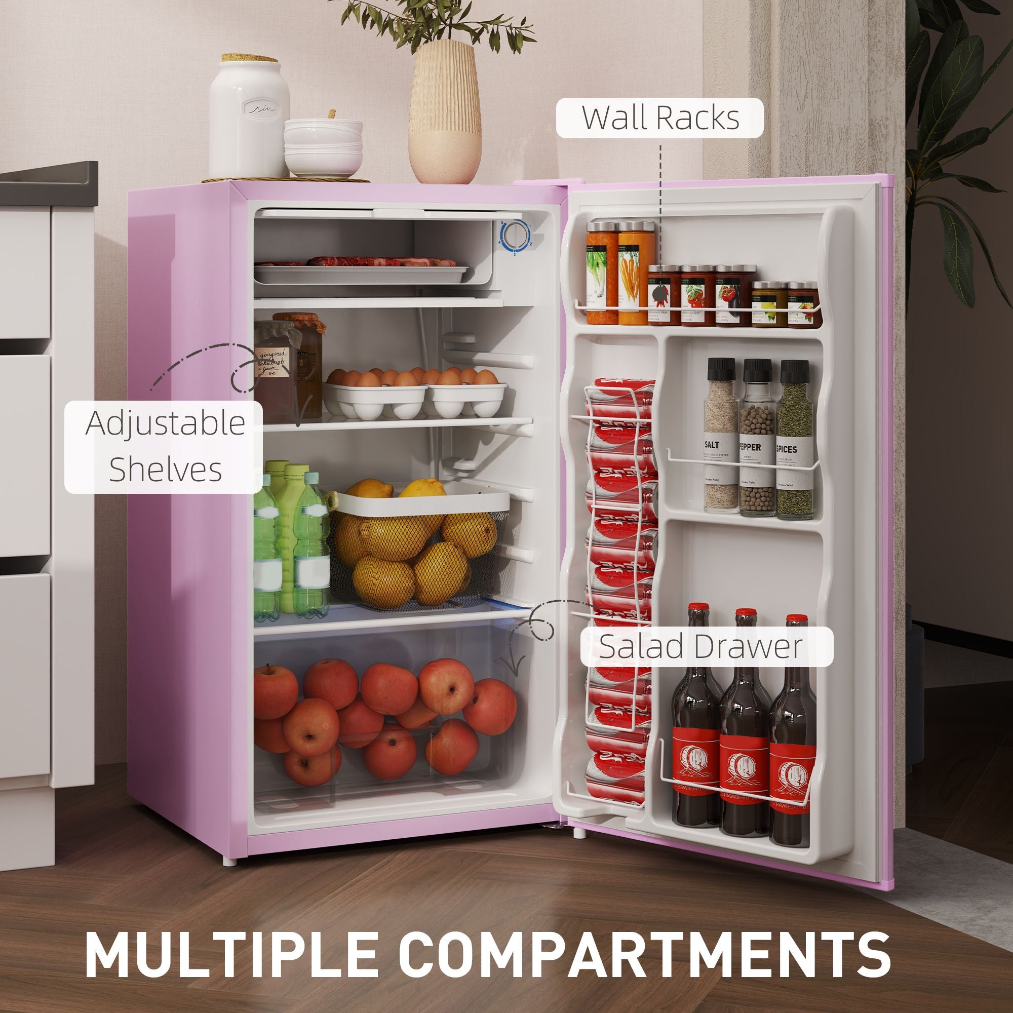 Compact Mini Fridge with Freezer and Adjustable Thermostat