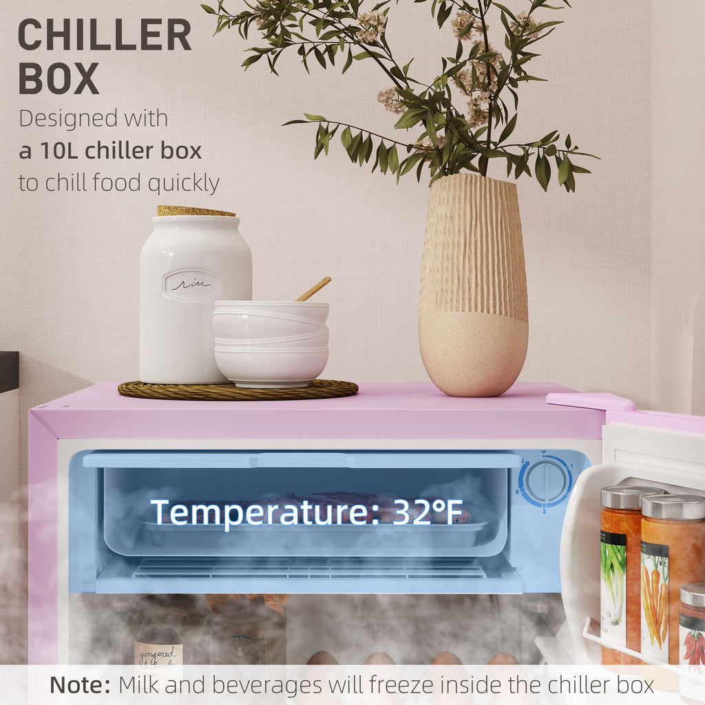Compact Mini Fridge with Freezer and Adjustable Thermostat