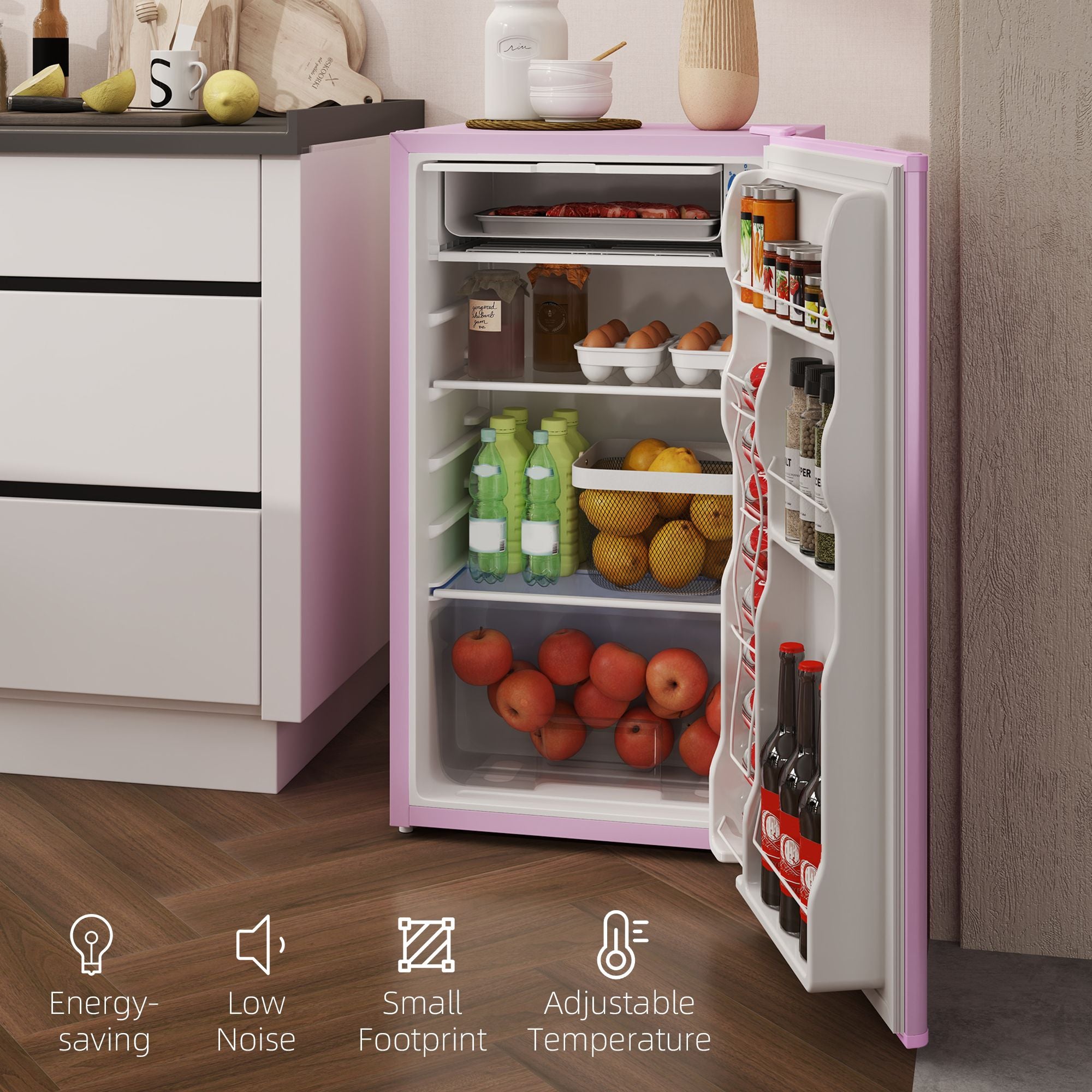 Compact Mini Fridge with Freezer and Adjustable Thermostat