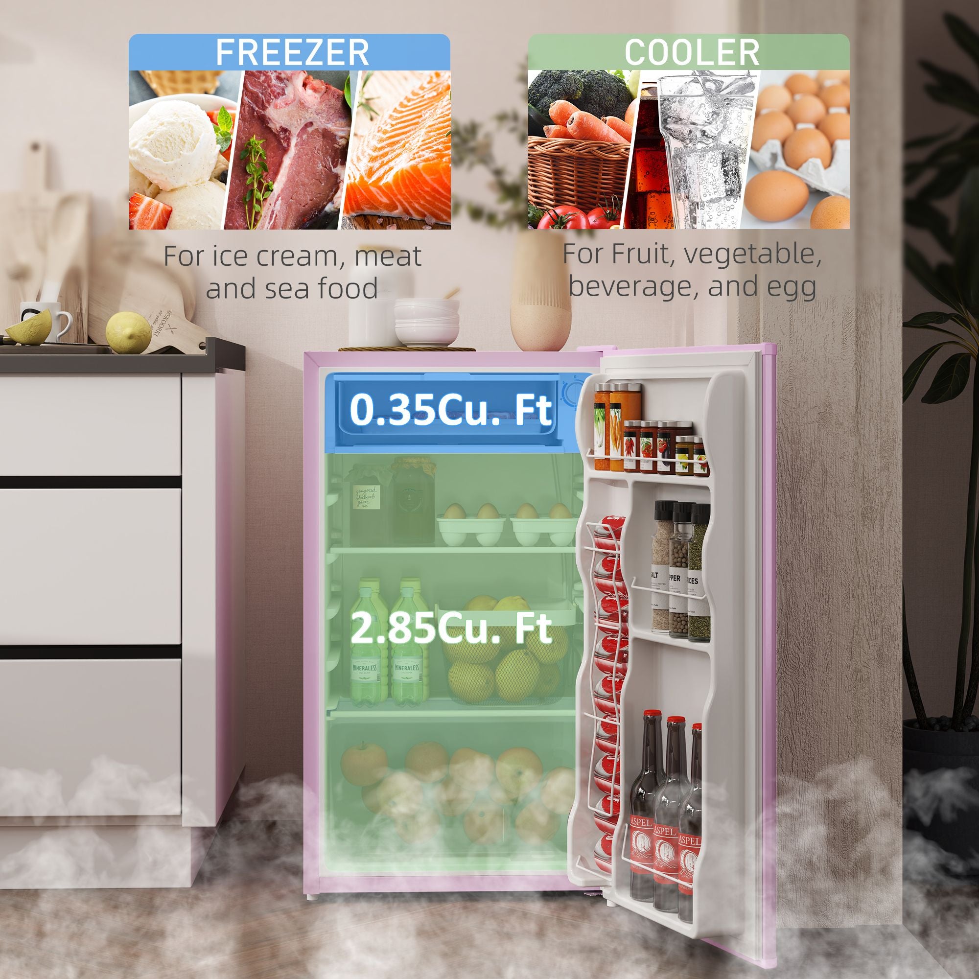 Compact Mini Fridge with Freezer and Adjustable Thermostat