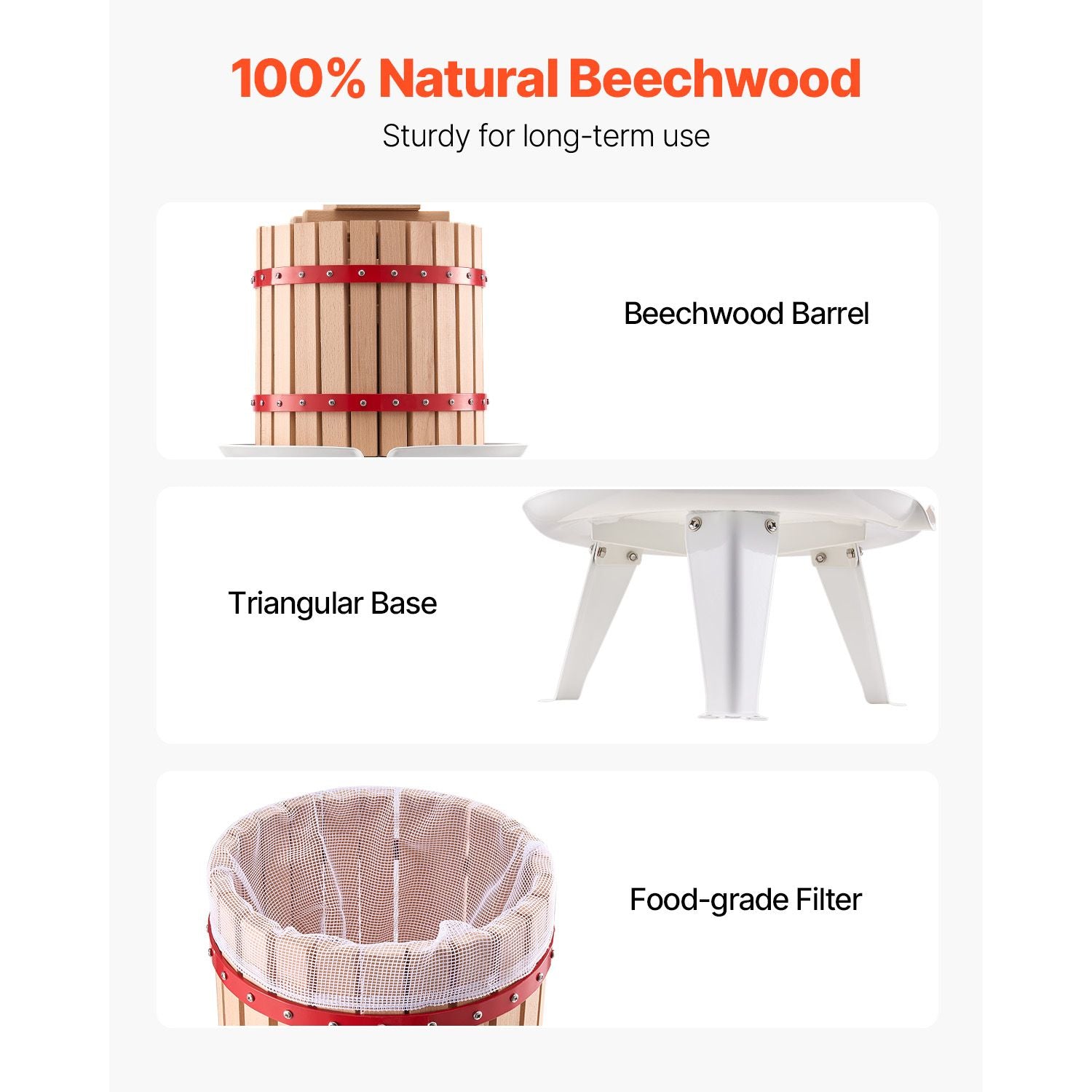 Solid Wood Fruit Wine Press with 8 Blocks - 12L Capacity Manual Juice Maker