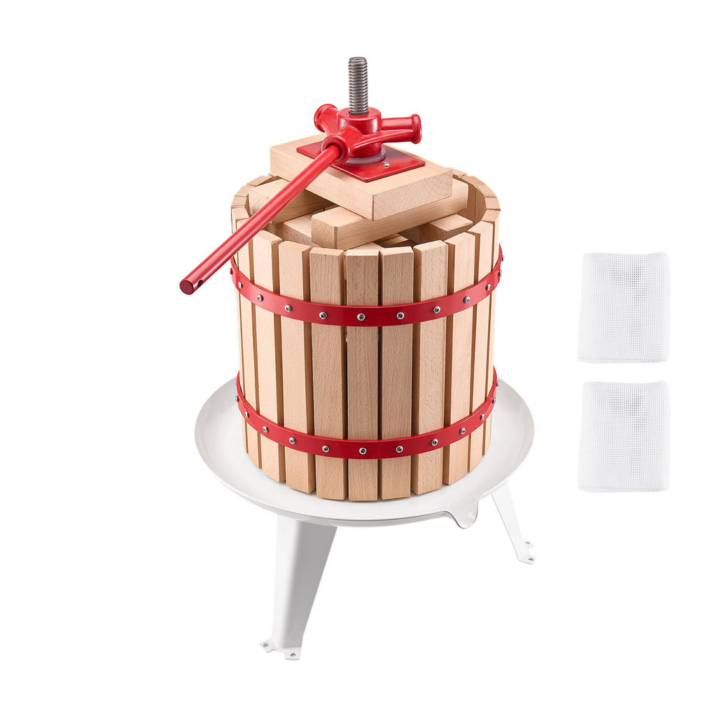 Solid Wood Fruit Wine Press with 8 Blocks - 12L Capacity Manual Juice Maker