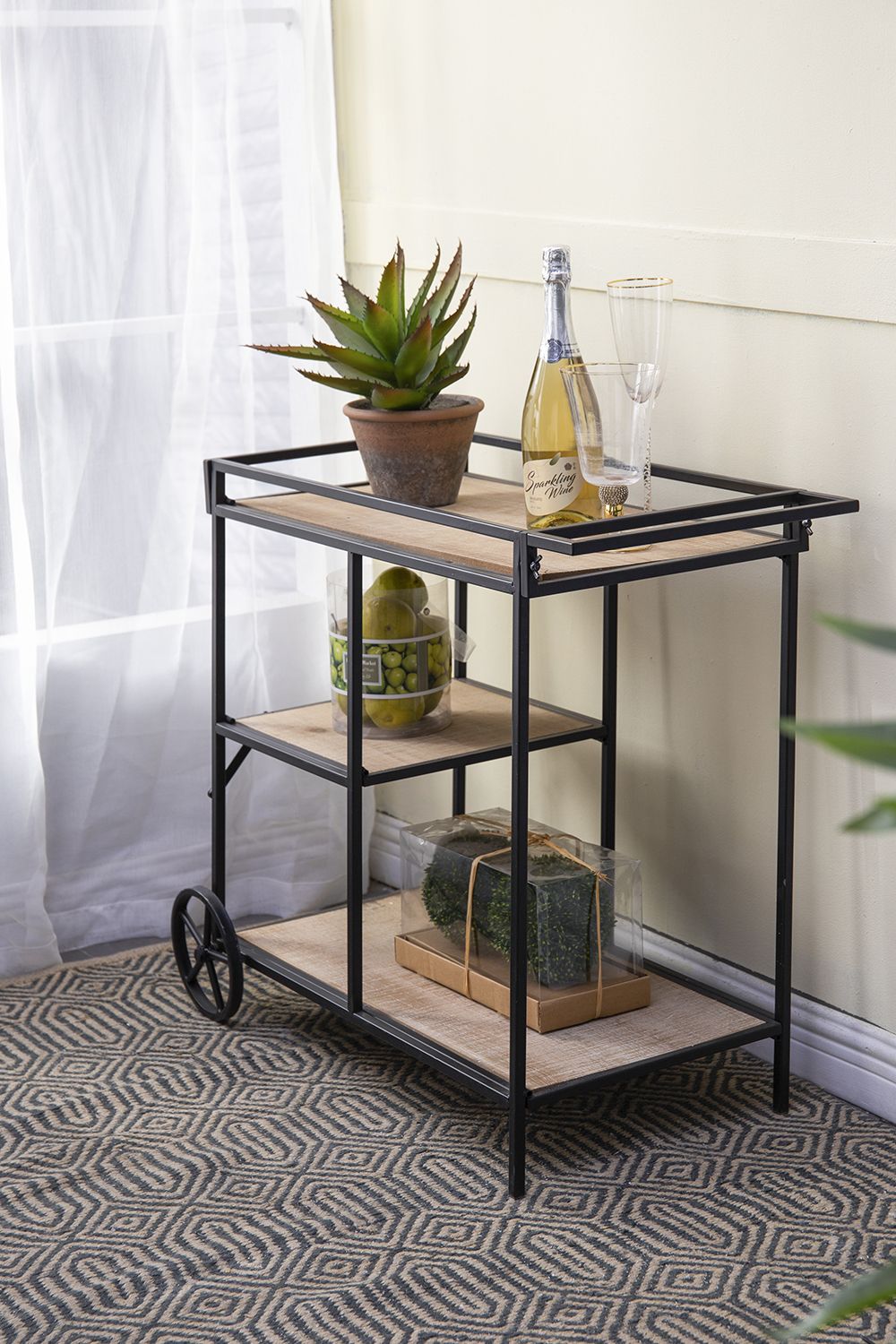 Three-Tier Bar Cart on Wheels
