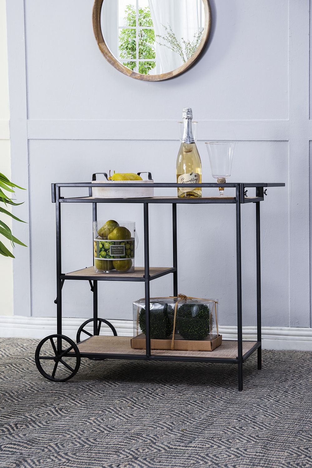 Three-Tier Bar Cart on Wheels
