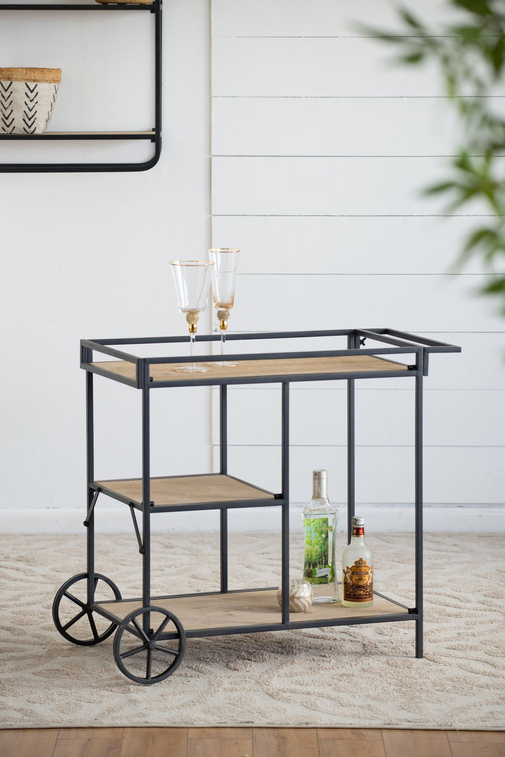 Three-Tier Bar Cart on Wheels