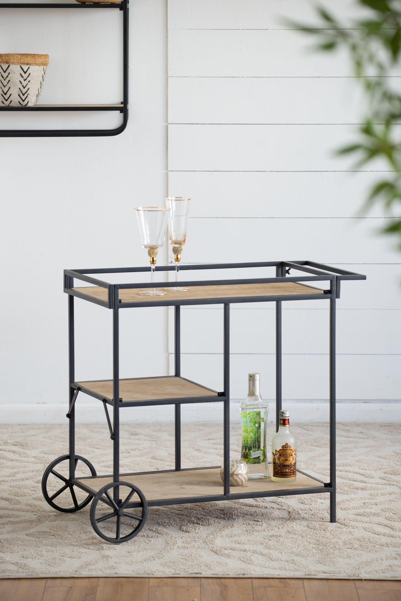 Three-Tier Bar Cart on Wheels