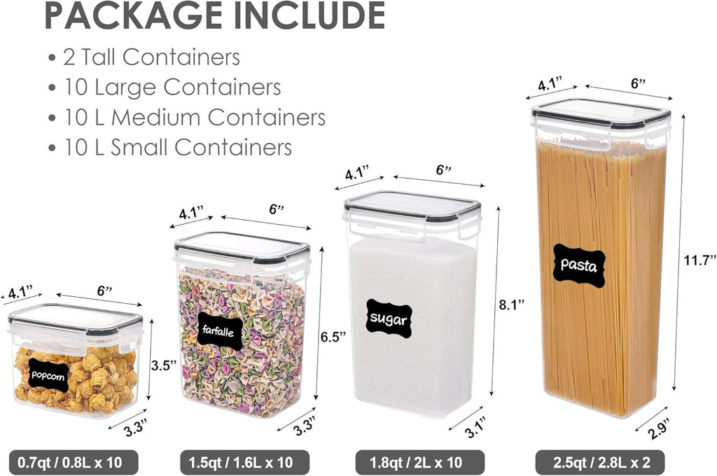 Stackable Airtight Pantry Container and Label Set