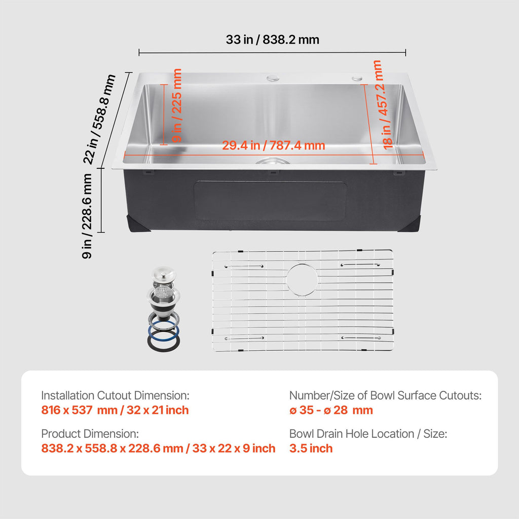 Single-Bowl Workstation Sink with Quiet Drainage Design