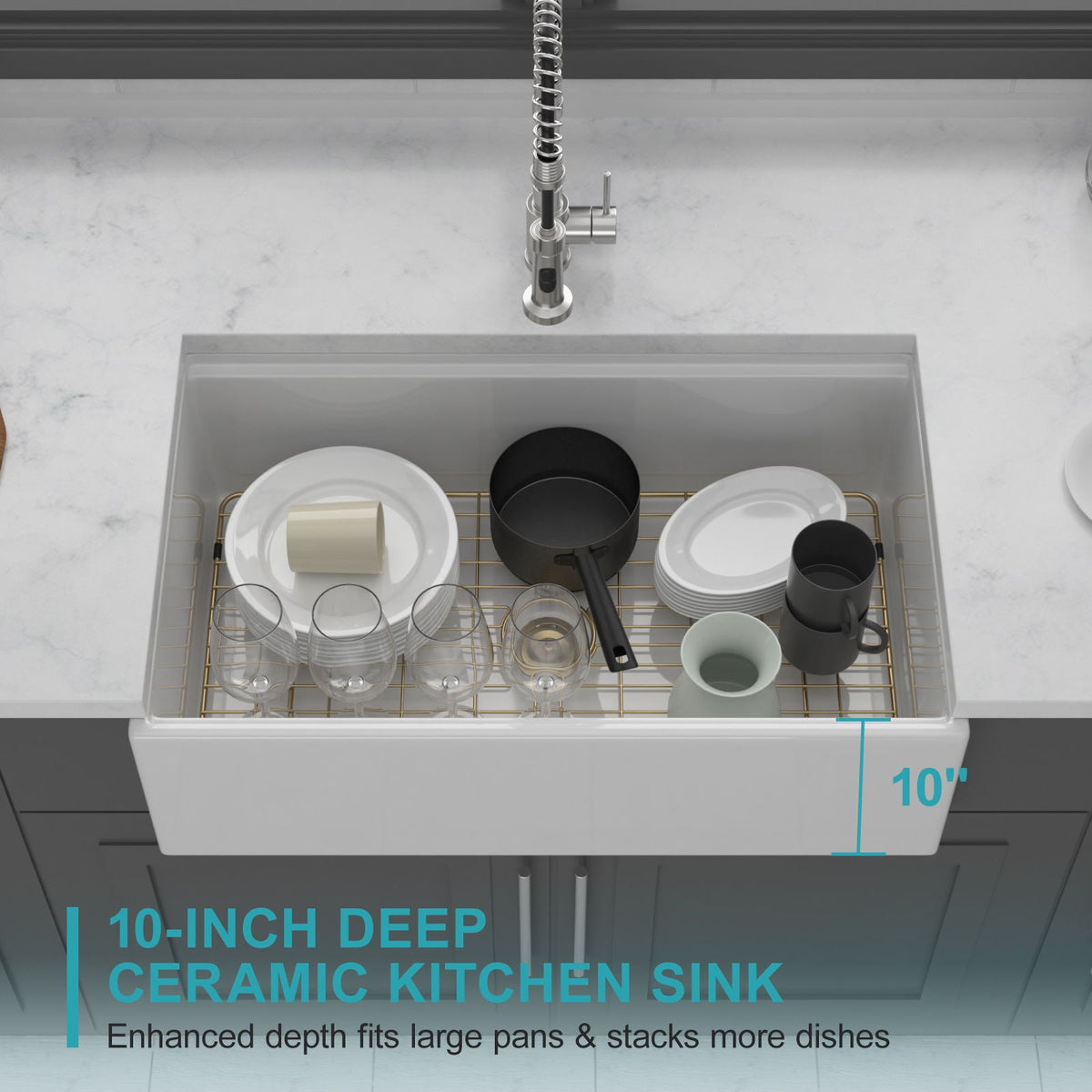 White Apron-Front Farmhouse Workstation Sink