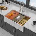 White Apron-Front Farmhouse Workstation Sink