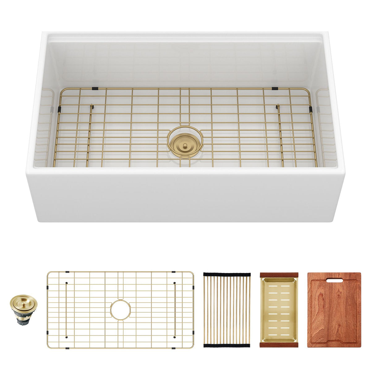 White Apron-Front Farmhouse Workstation Sink