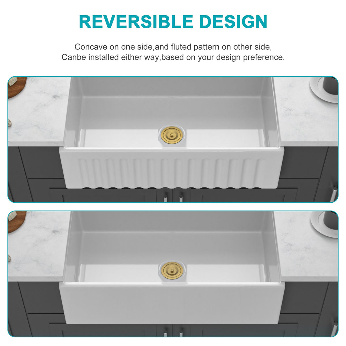 White Apron-Front Farmhouse Workstation Sink