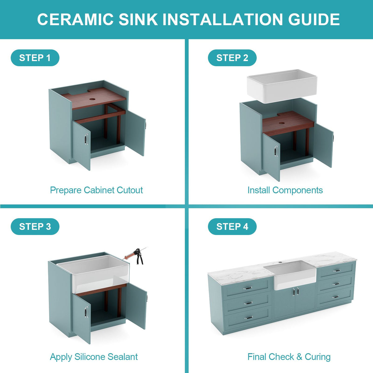 White Apron-Front Farmhouse Workstation Sink