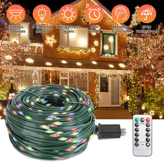 1000 LED Outdoor Christmas String Lights with Remote & Timer
