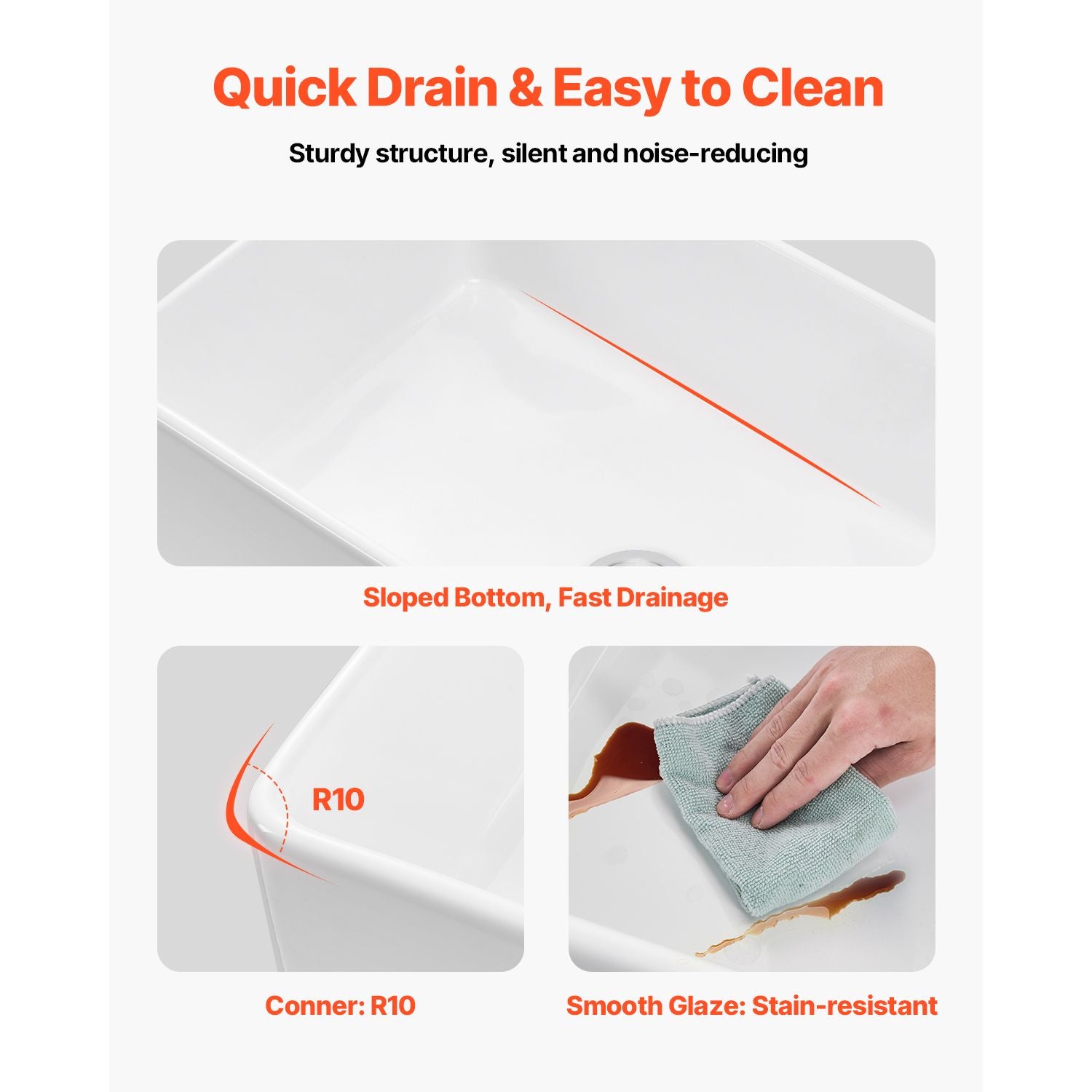 Farmhouse Sink, White Sink Workstation, Fireclay Undermount Basins, Apron Front Single