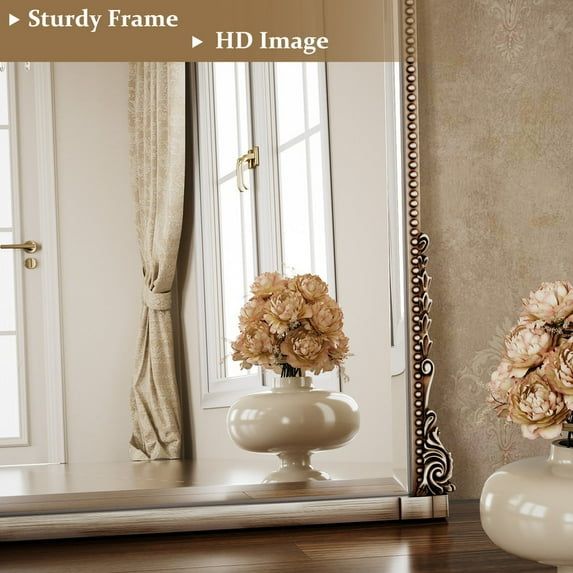 Arched Decorative Mirror with Baroque Frame – Antique Silver Finish