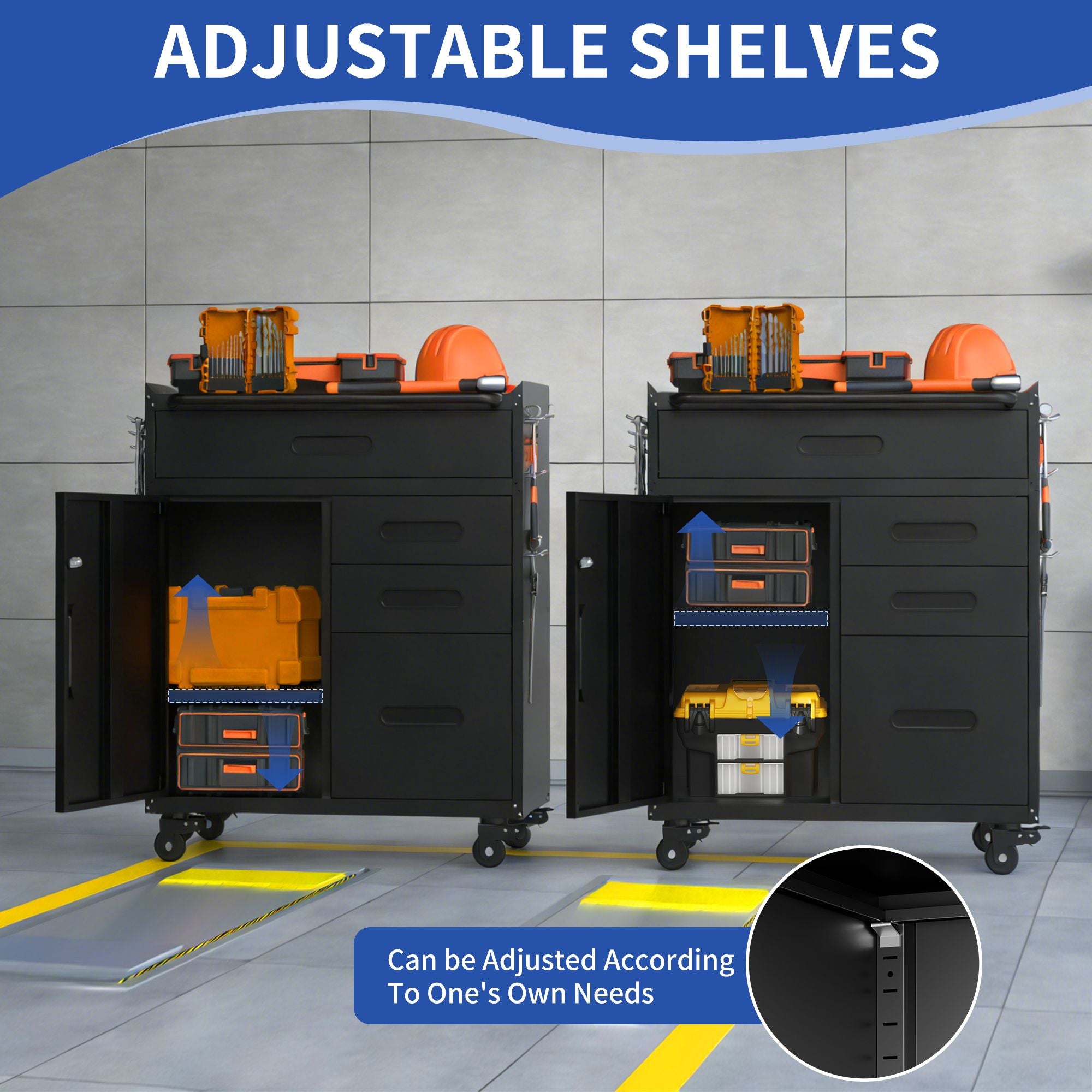Rolling Tool Cabinet with Lockable Storage