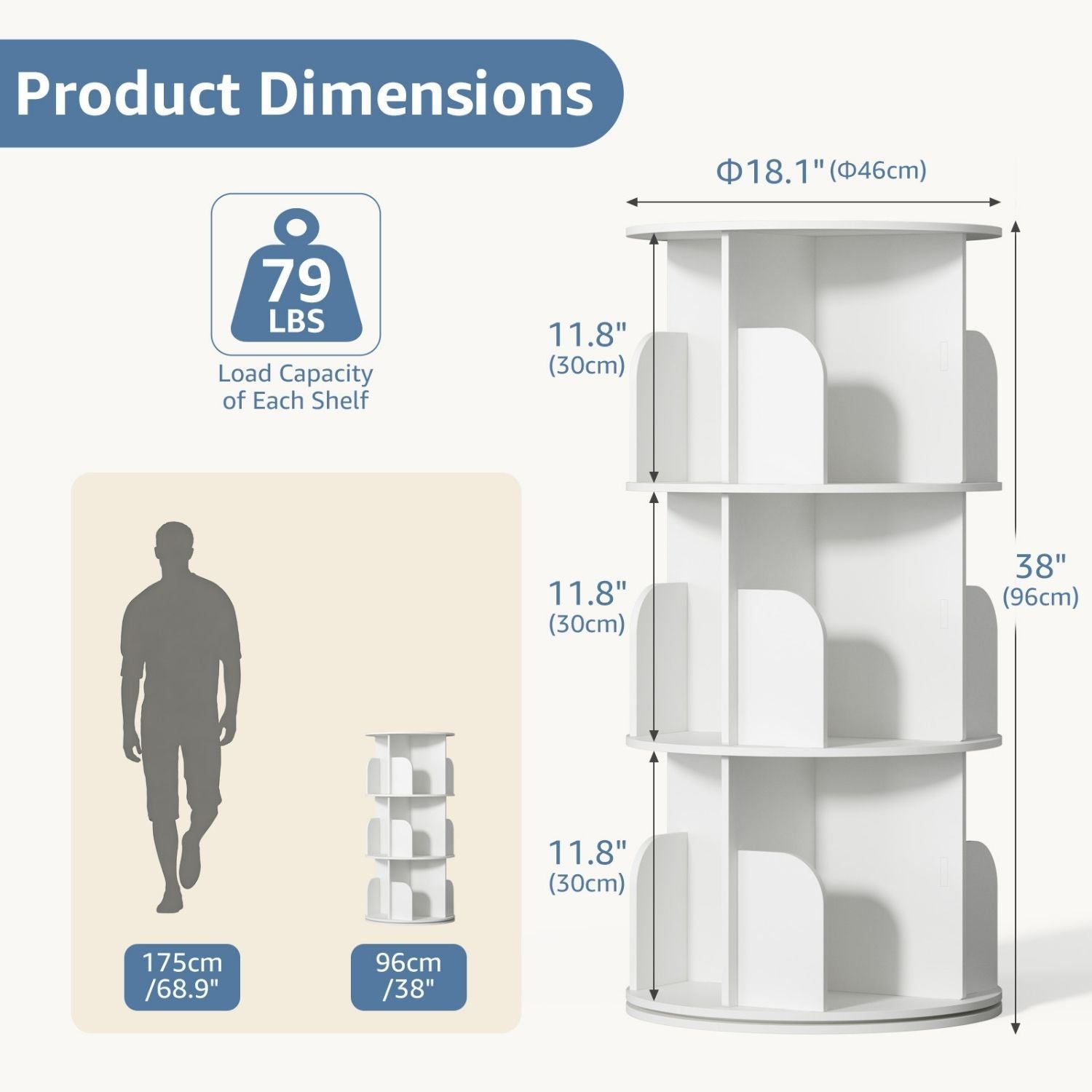 Rotating Tower Bookcase for Space-Conscious Rooms