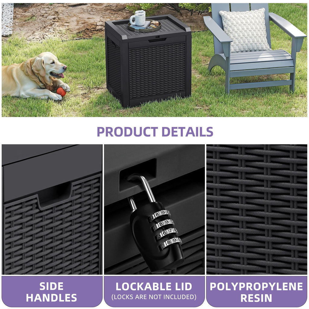 Rattan-Look Lockable Outdoor Deck Box