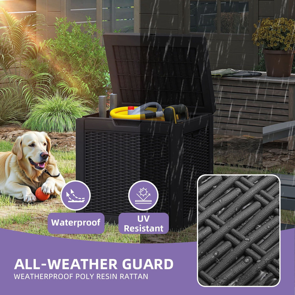 Rattan-Look Lockable Outdoor Deck Box