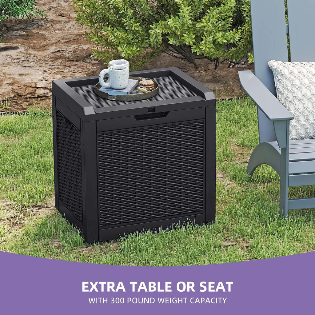 Rattan-Look Lockable Outdoor Deck Box