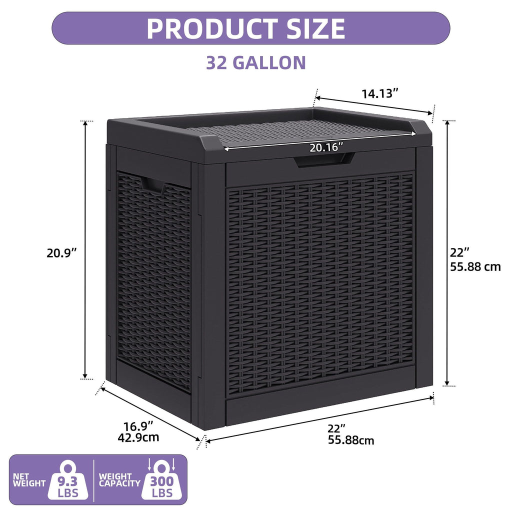 Rattan-Look Lockable Outdoor Deck Box