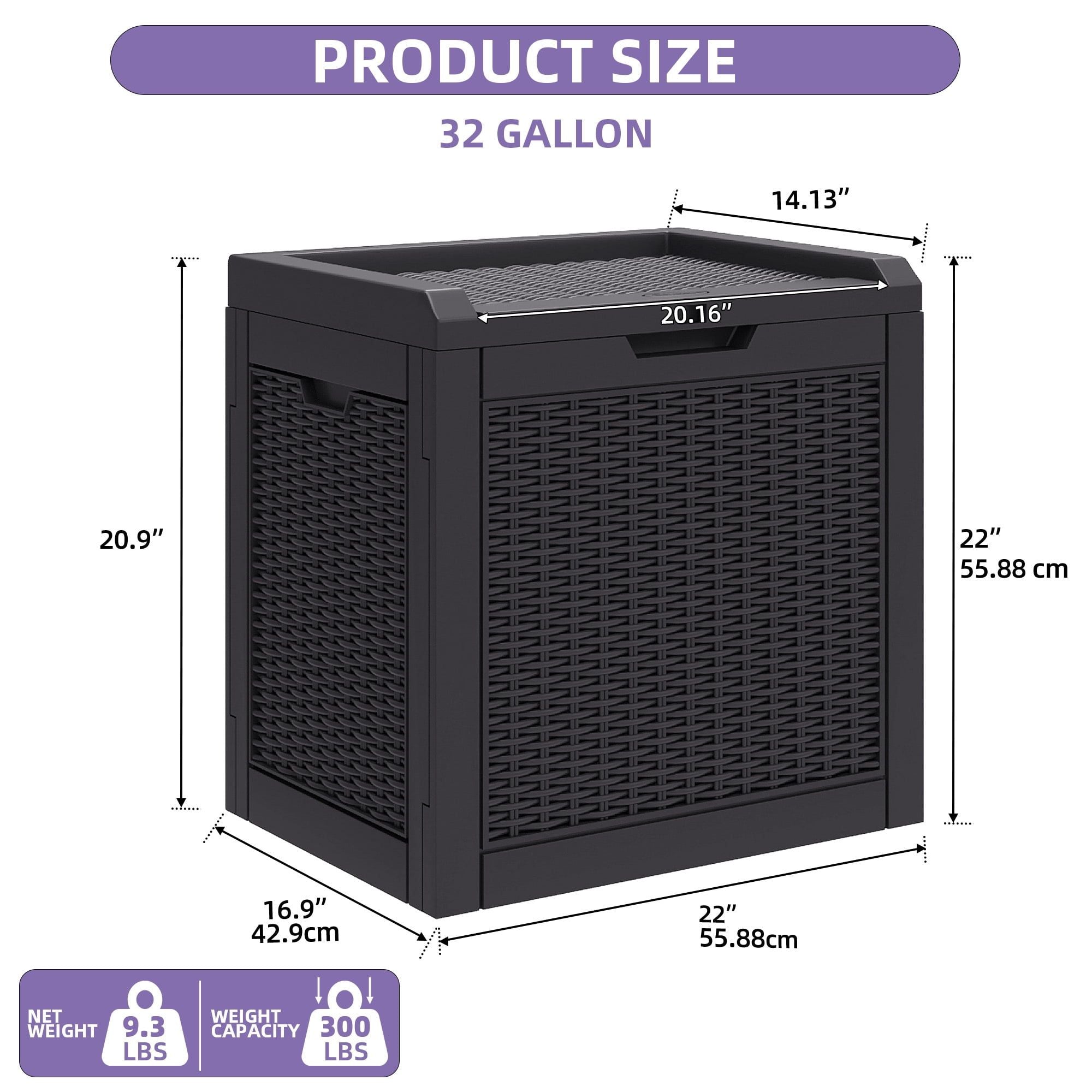 Rattan-Look Lockable Outdoor Deck Box