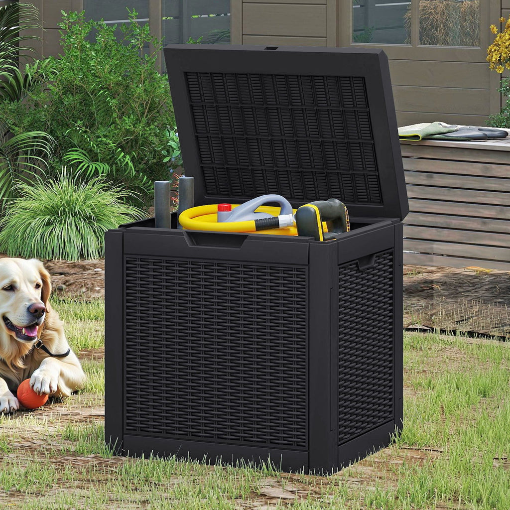 Rattan-Look Lockable Outdoor Deck Box