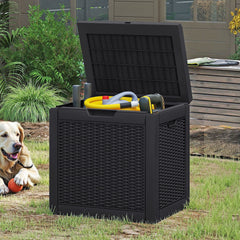 Rattan-Look Lockable Outdoor Deck Box