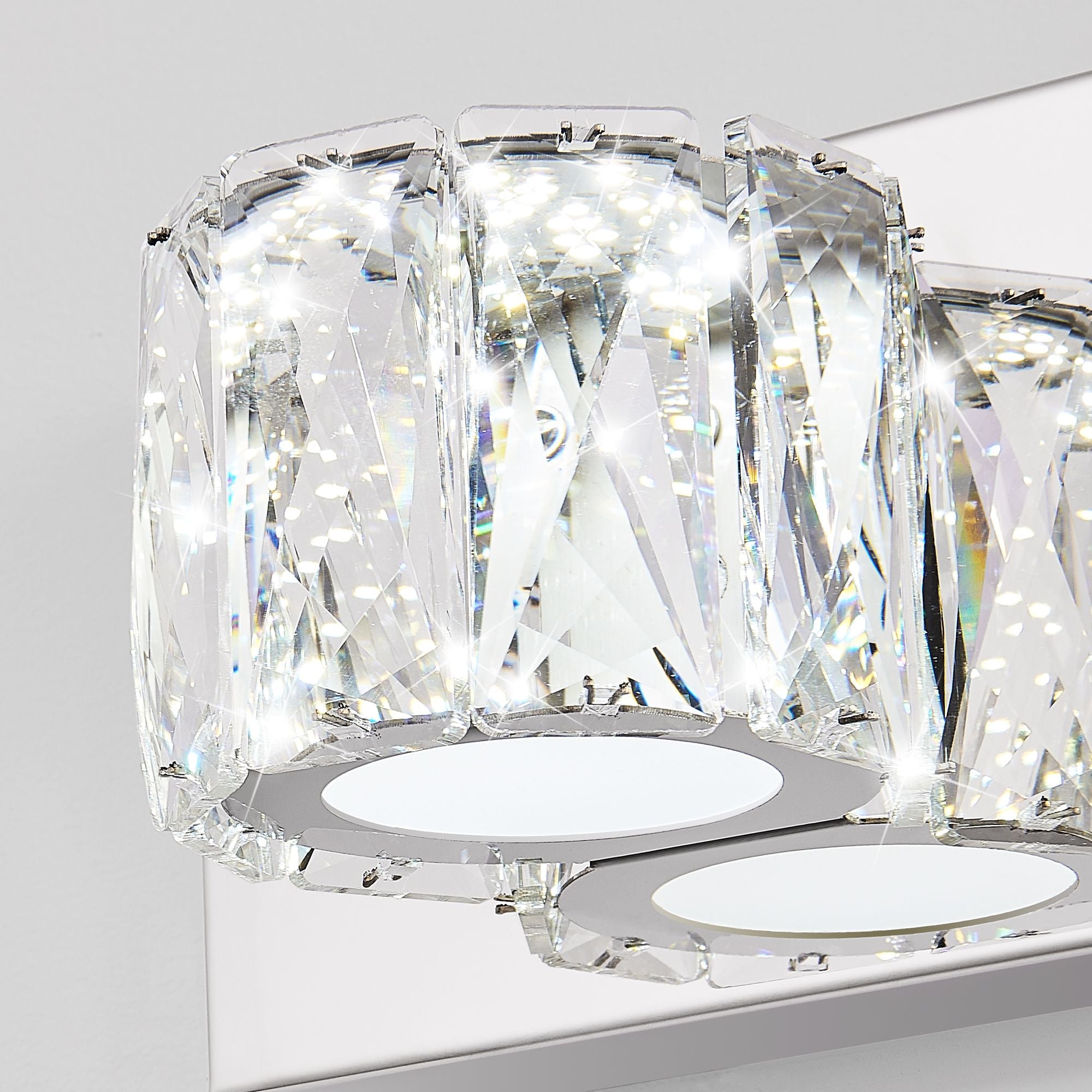 Modern Crystal 5-Light LED Wall Sconce - Chrome Bathroom Vanity Light