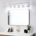 Modern Crystal 5-Light LED Wall Sconce - Chrome Bathroom Vanity Light
