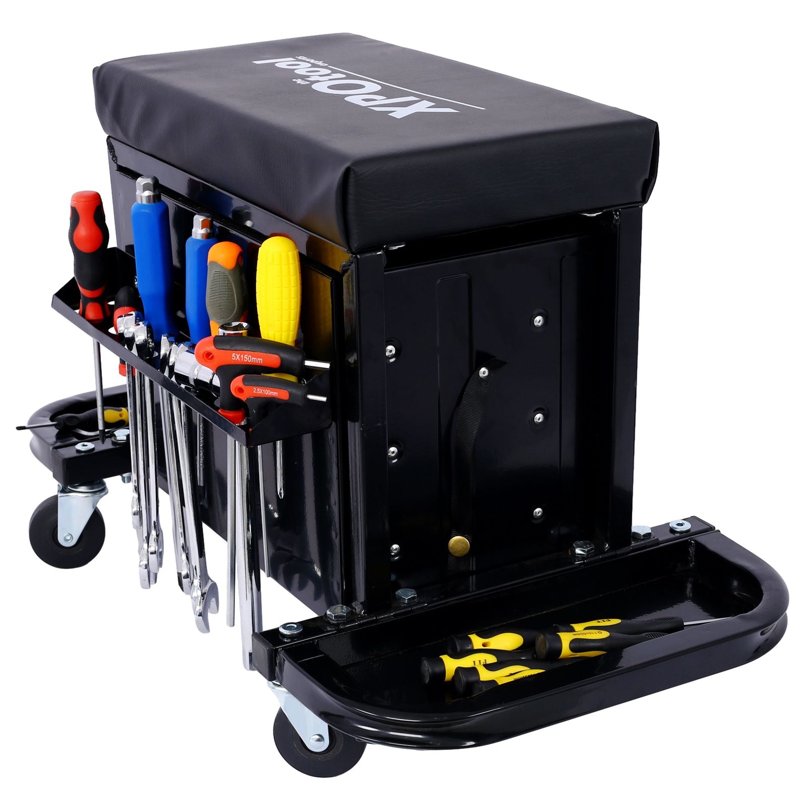 Capacity Garage Glider Rolling Tool Chest Seat with Storage