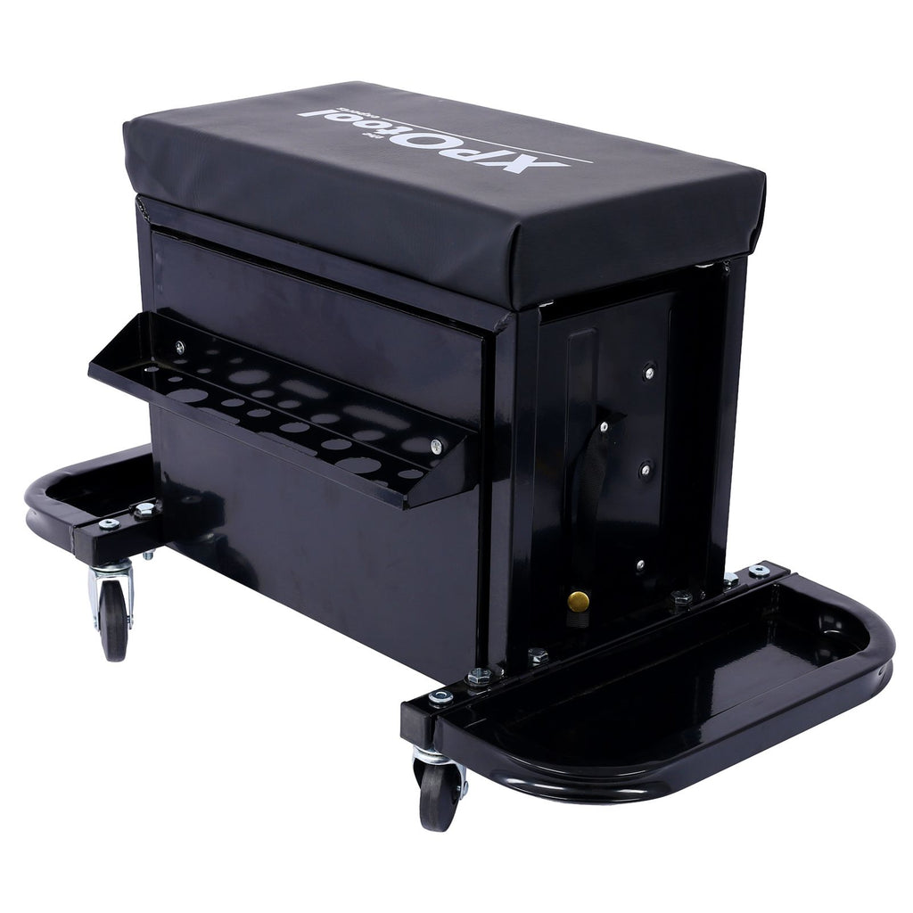 Capacity Garage Glider Rolling Tool Chest Seat with Storage