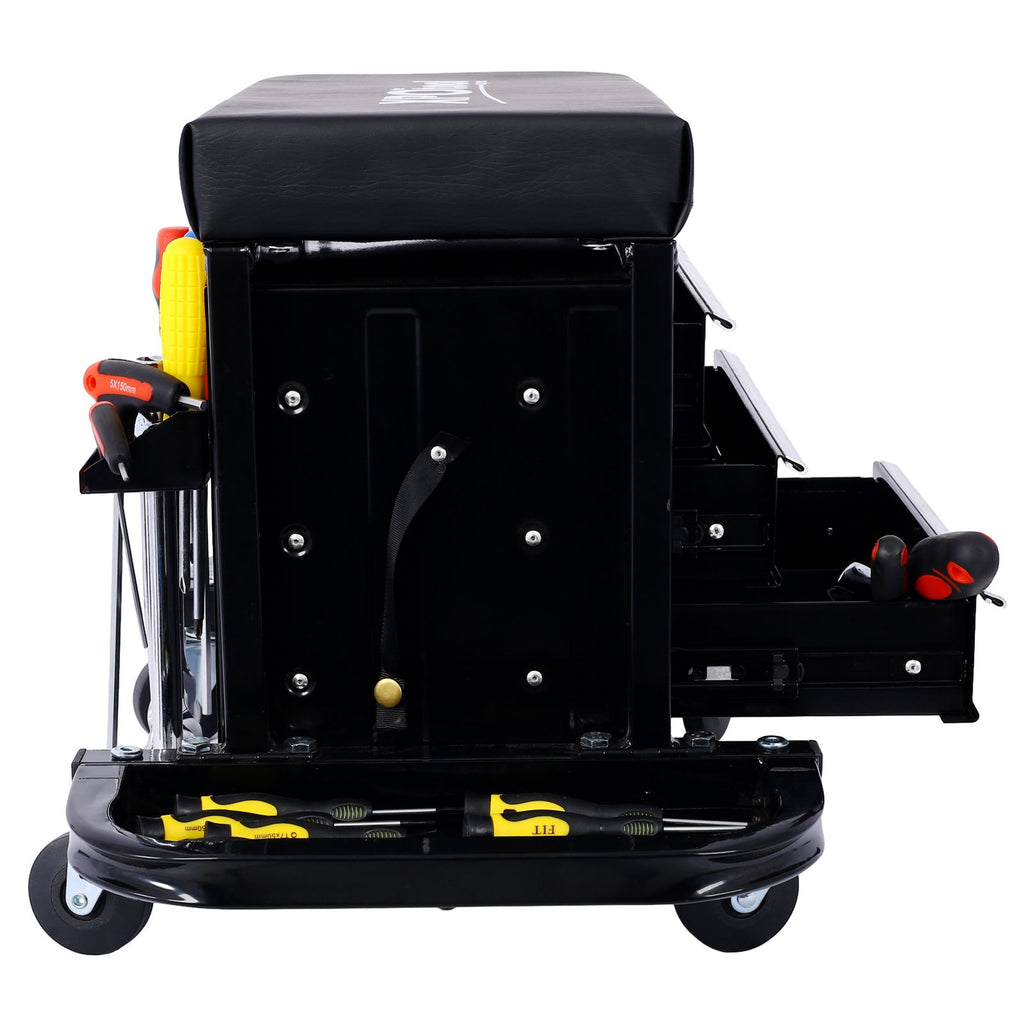Capacity Garage Glider Rolling Tool Chest Seat with Storage