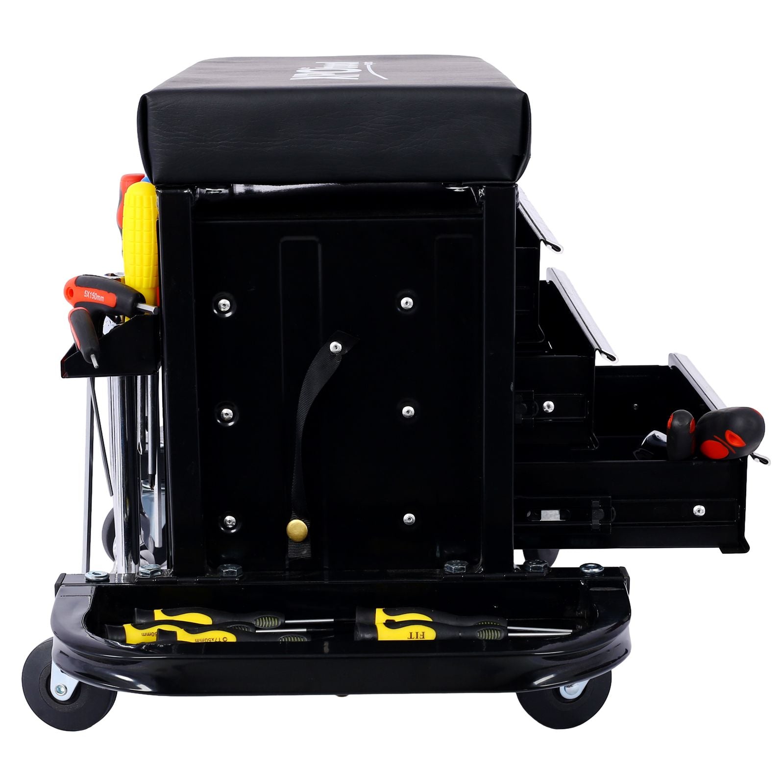 Capacity Garage Glider Rolling Tool Chest Seat with Storage
