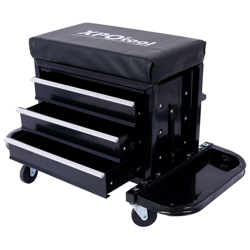 Capacity Garage Glider Rolling Tool Chest Seat with Storage